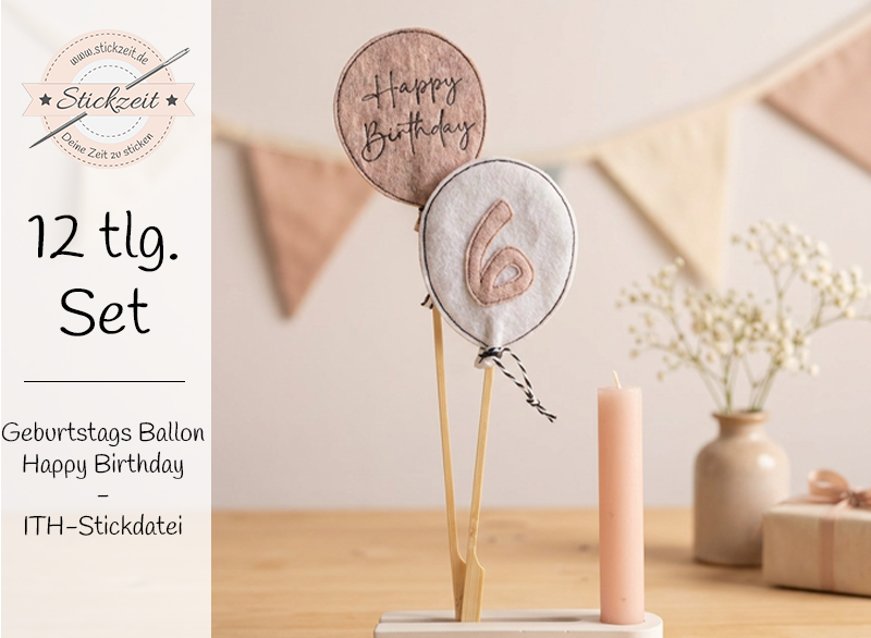 Geburtstags Ballon - ITH-Stickdatei